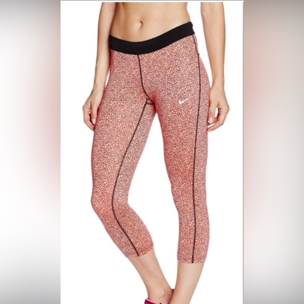 Nike Dry Fit  Coral and Black Patterned Leggings XS